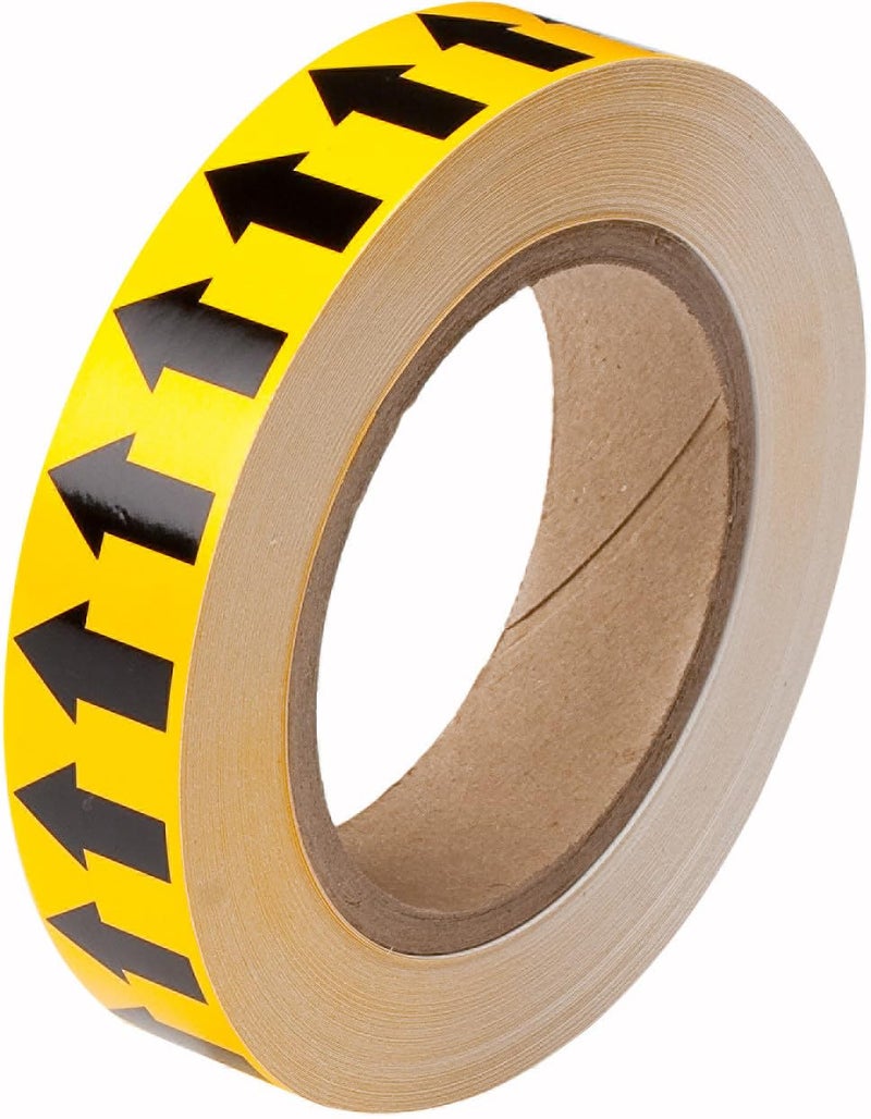 Brady 91424 1" Width, 90' Length, B-946 High Performance Vinyl, Black On Yellow Color Arrow Tape, Legend (Arrow Pictogram) - Image 1